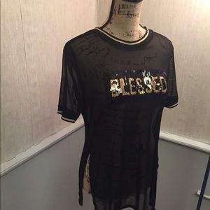 Black Mesh T Shirt